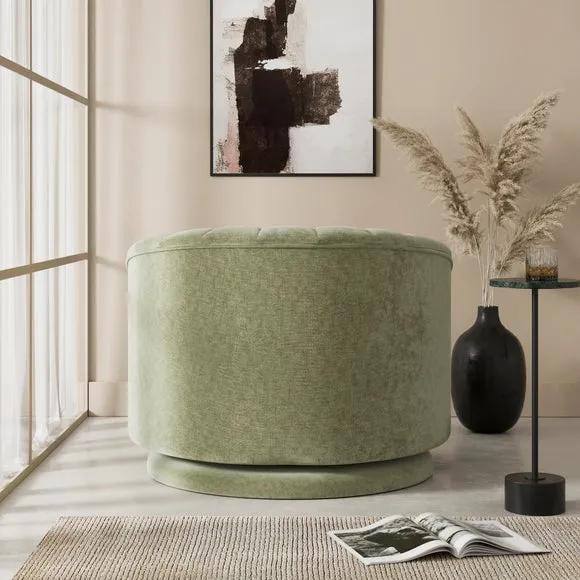 Elena Luxe Chenille Scalloped Swivel Chair 2