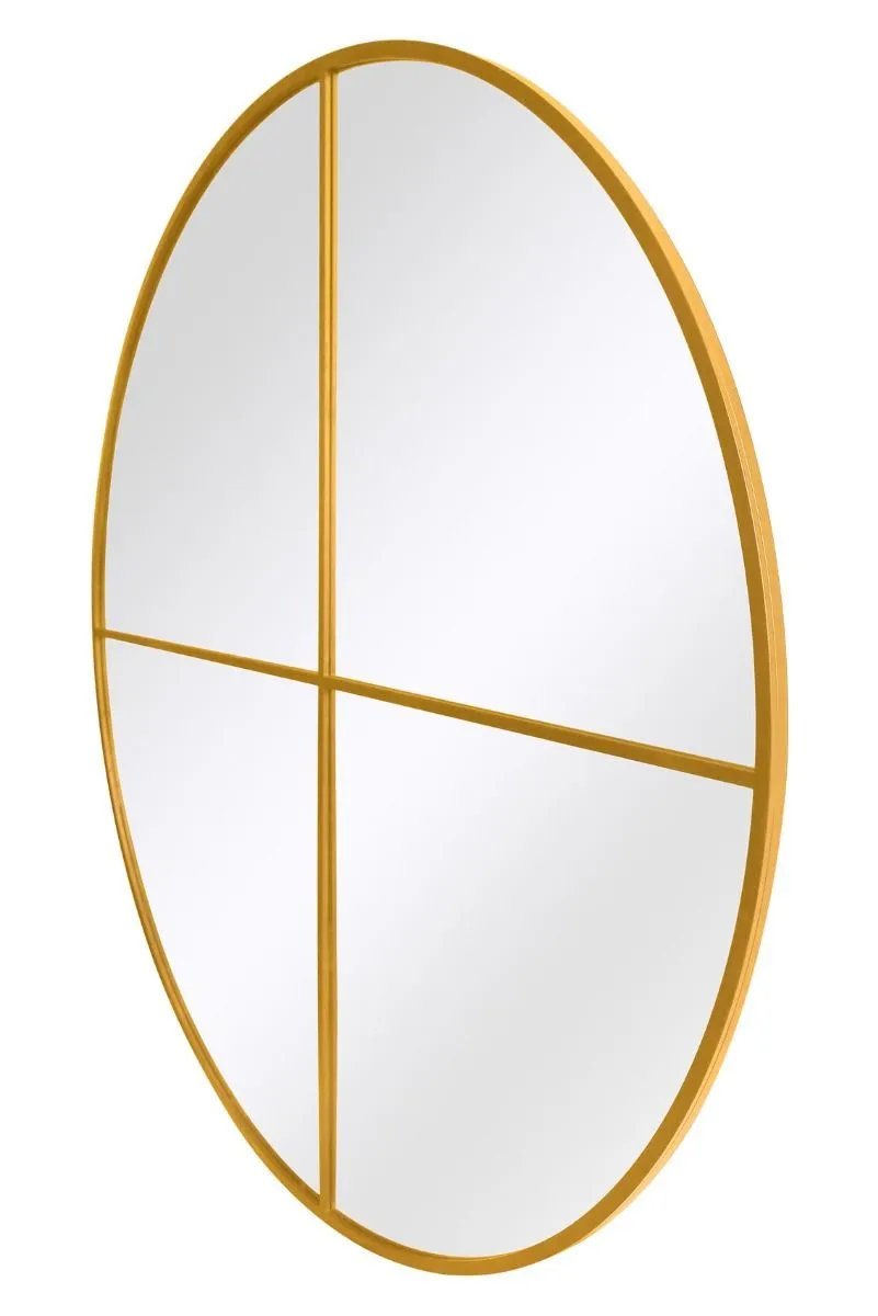 MirrorOutlet Gold Large Circular Window Metal Wall & Leaner Mirror (200x200cm) 6