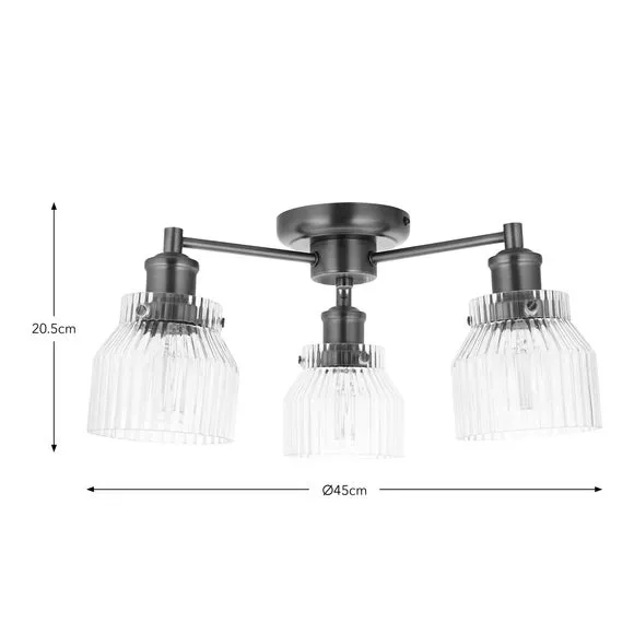 Tobias Art Deco 3 Light Semi Flush Ceiling Light 6