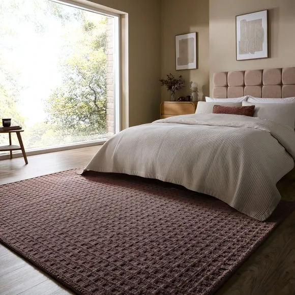 Textured Grid Checked Rug 1