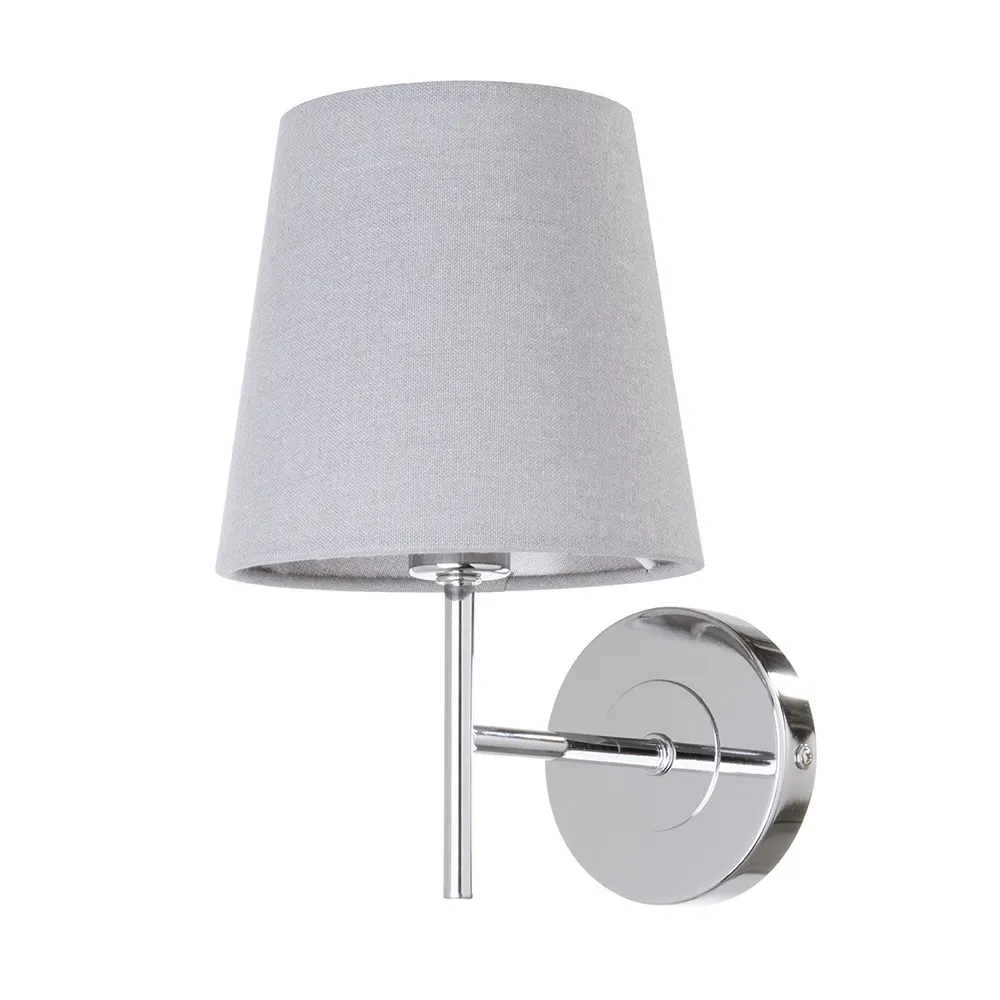 Mira Wall Light with Grey Shade, Chrome