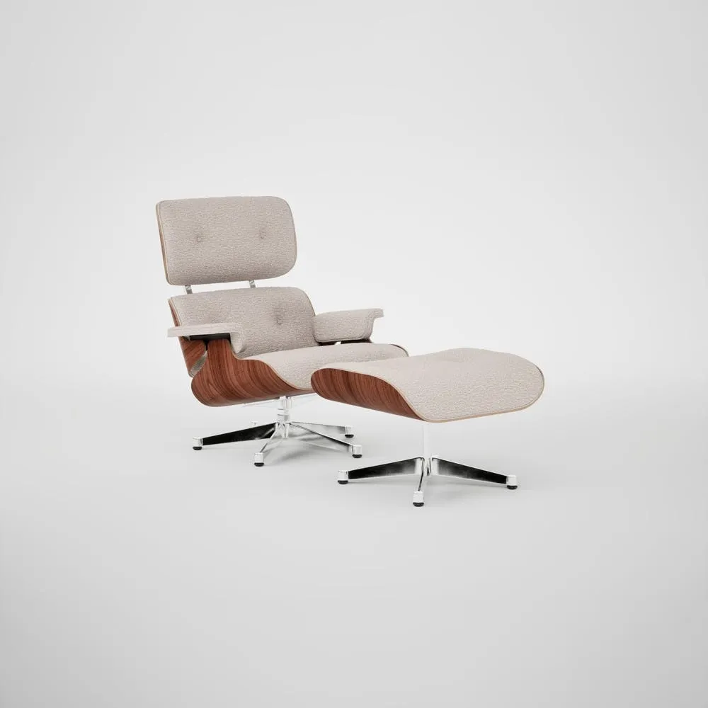 Vitra Eames Lounge Chair & Ottoman Santos Palisander Contemporary Nubia 01 Ivory Pearl Polished Base 05 1