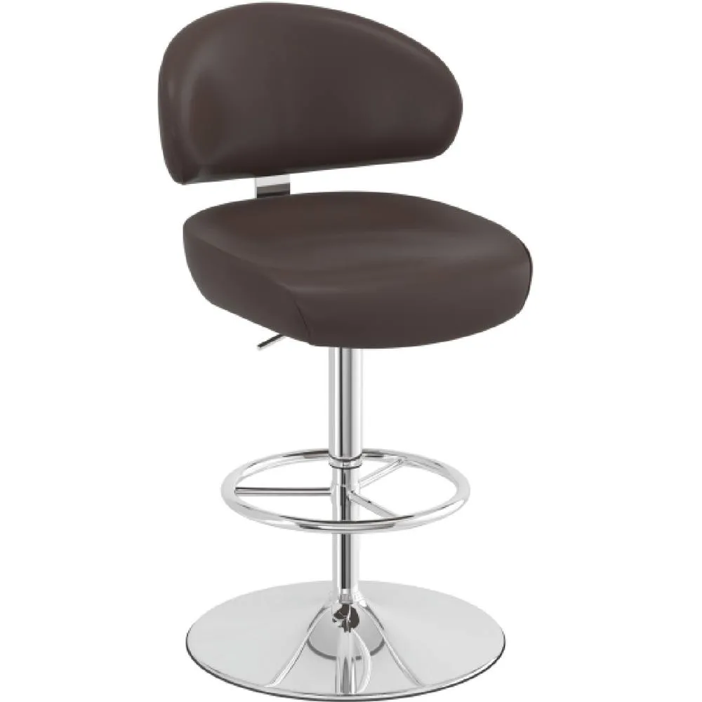netfurniture Jamaica Height Adjustable Bar Stool Brown Faux Leather Padded Seat 3