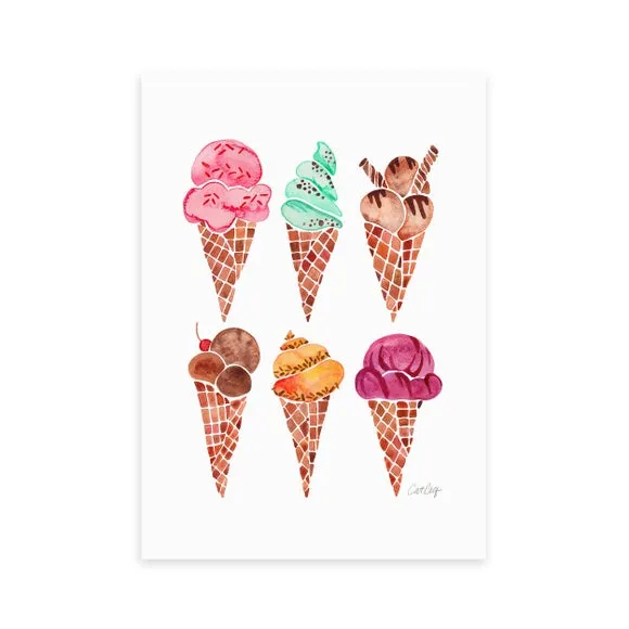 East End Prints Rainbow Ice Cream Cones Print 2