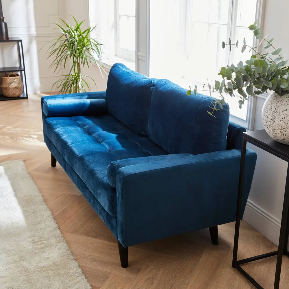 sweeek 3-seater Fabric Sofa With Vintage Style in Blue 6