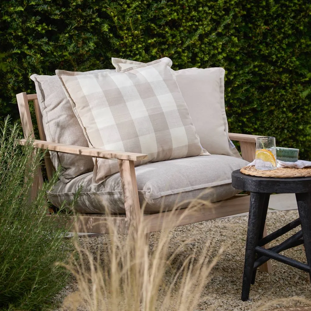 Yard Chesil Check 100% Cotton Outdoor Cushion in Natural 5