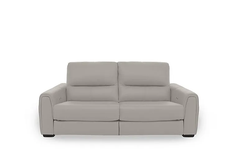 Flex Leather 2 Seater Power Recliner Sofa with Storage Arms - Silver Grey