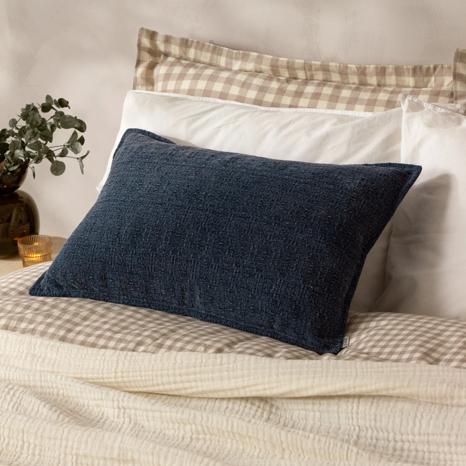 Yard Ramas Textured Jacquard 100% Cotton Cushion in Indigo 1