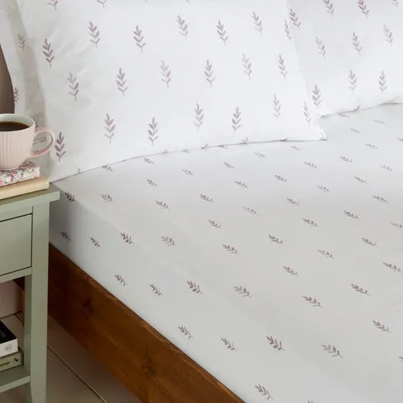 Harper Stem Floral 144 Thread Count Cotton Fitted Sheet 2