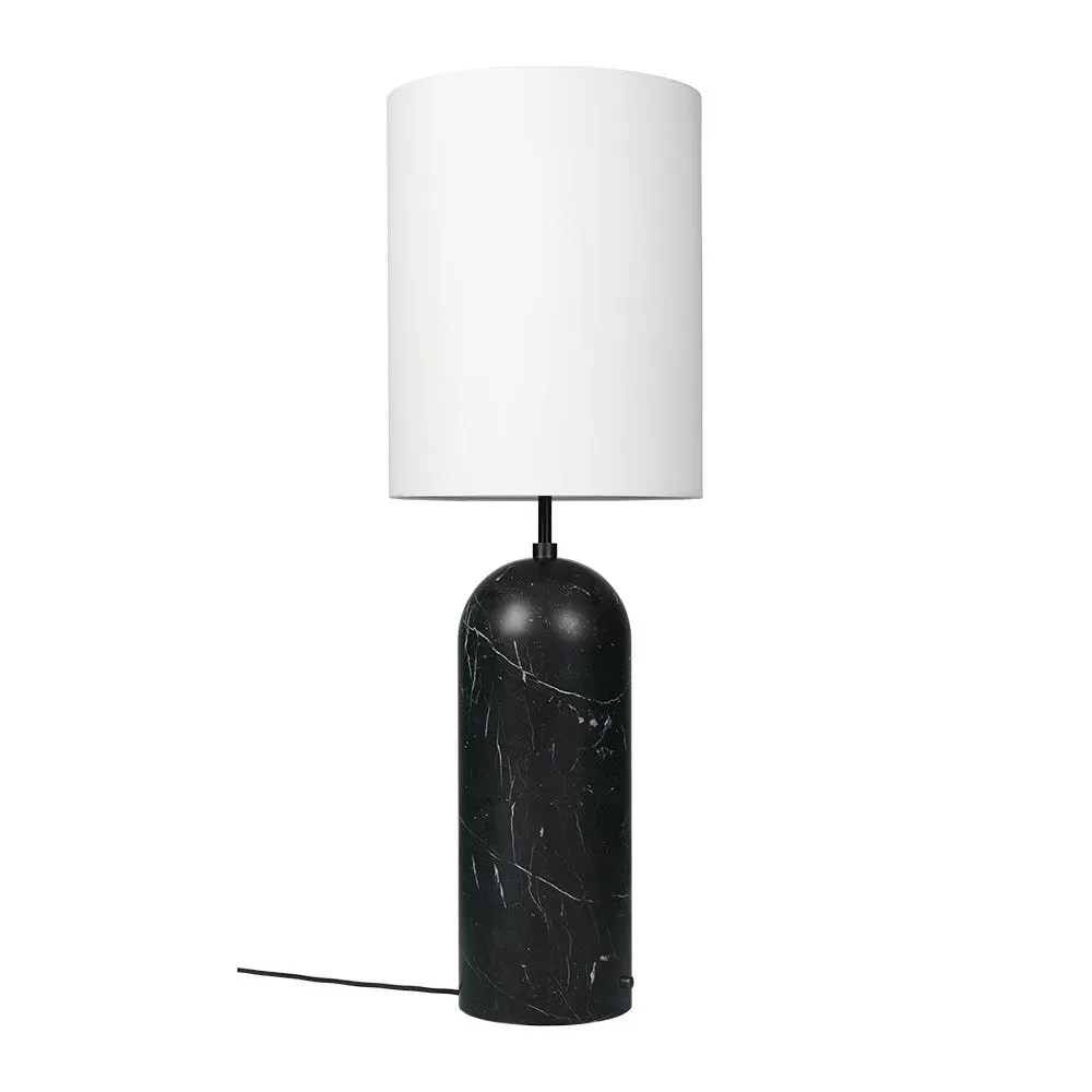 Gubi Fol19 Gravity Floor Lamp XL High Black Marble Base White Shade 2
