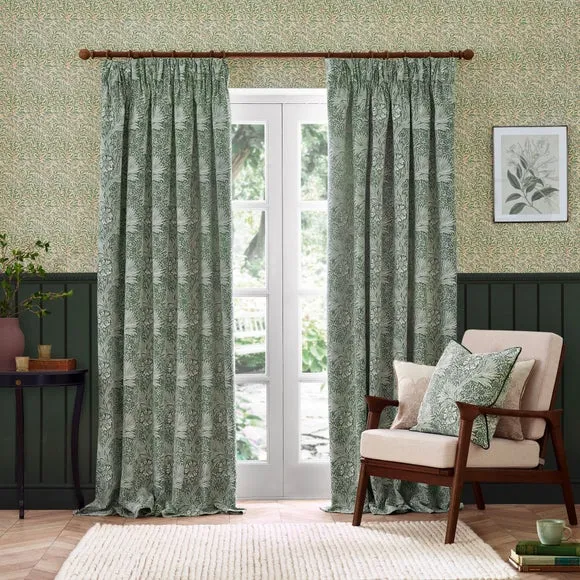 Morris & Co. Marigold Jacquard Pencil Pleat Curtains 2
