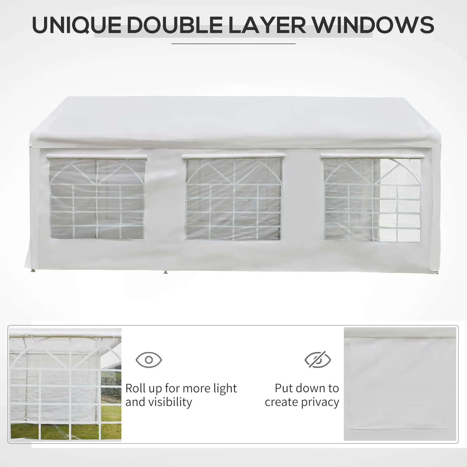 OUTSUNNY 6m x 3m Heavy Duty Carport Outdoor Car Canopy Shelter Party Tent in White 4