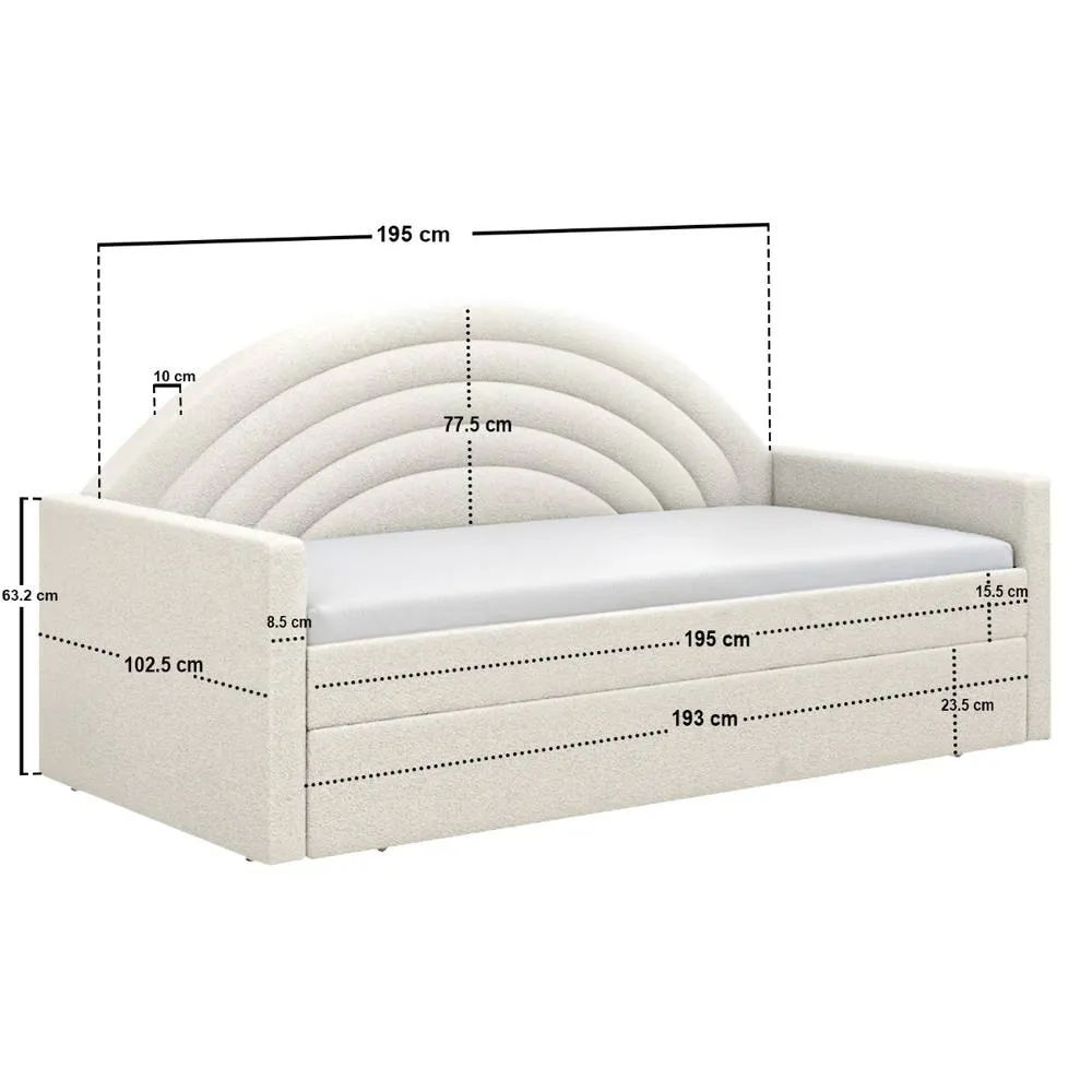 Flair Noa Rainbow Day Bed with Trundle Beige Teddy Fabric 6