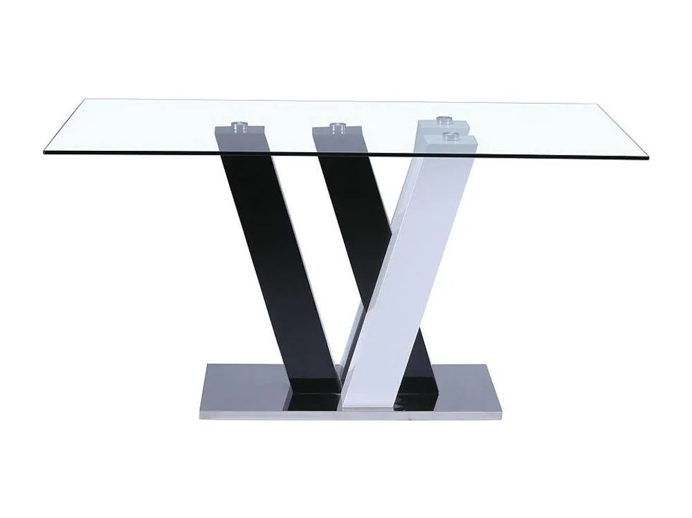 Vente-unique 6-Seat Dining Table - MDF & Tempered Glass - Black & White - WINCH 4