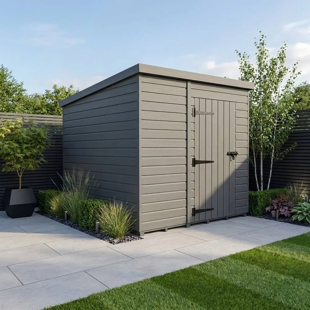 Buttercup Farm 9ft x 9ft Composite Pent Garden Shed Single Door No Windows - Grey 2