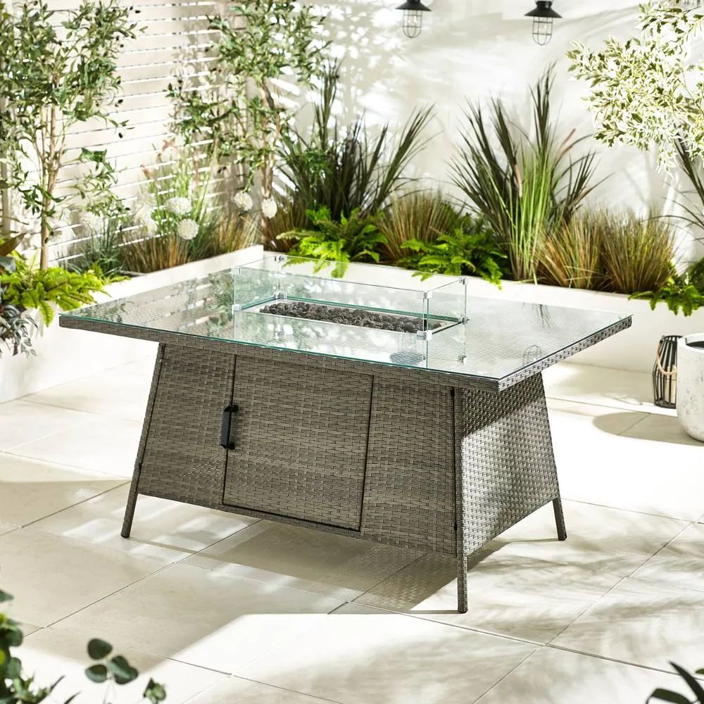FurnitureboxUK Marbella 9 Seat Rattan Firepit Table Garden Dining Set in Grey 5