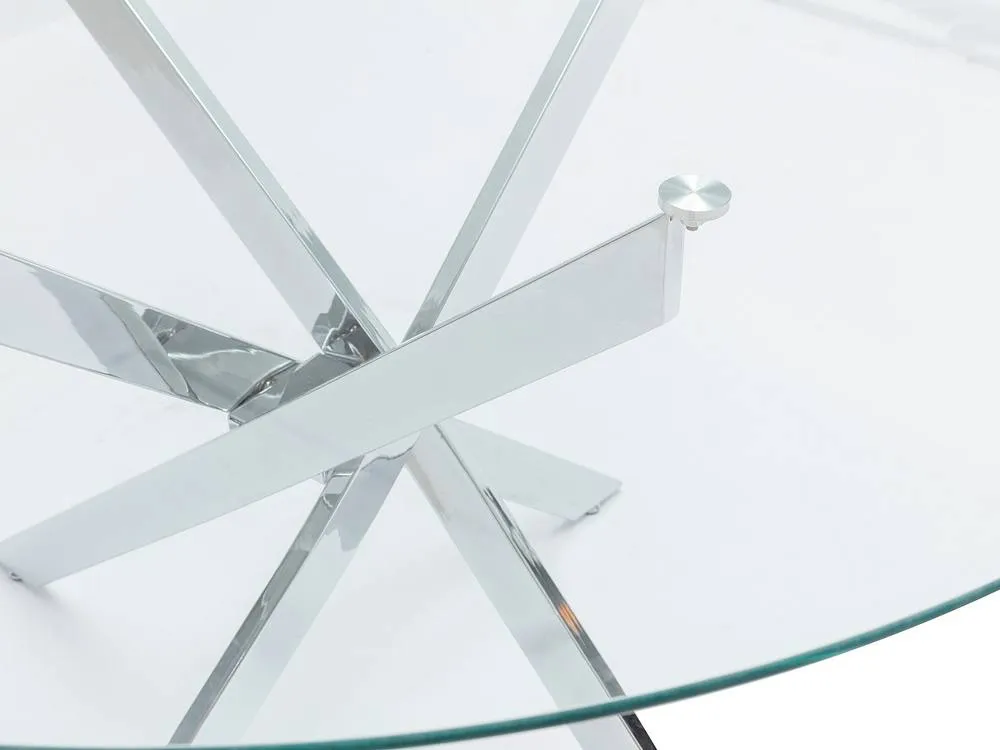 Vente-unique 4-Seater Round Dining Table - Tempered Glass & Chromed Metal in Clear 6