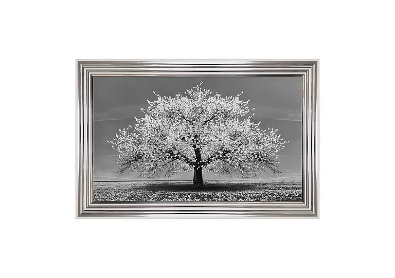 White Cherry Tree Framed Landscape Wall Art