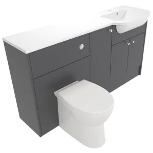 Deccado Benham Charcoal Grey Right Hand 1500mm Fitted Vanity & Toilet Pan Unit Combination with Right Hand Basin 2