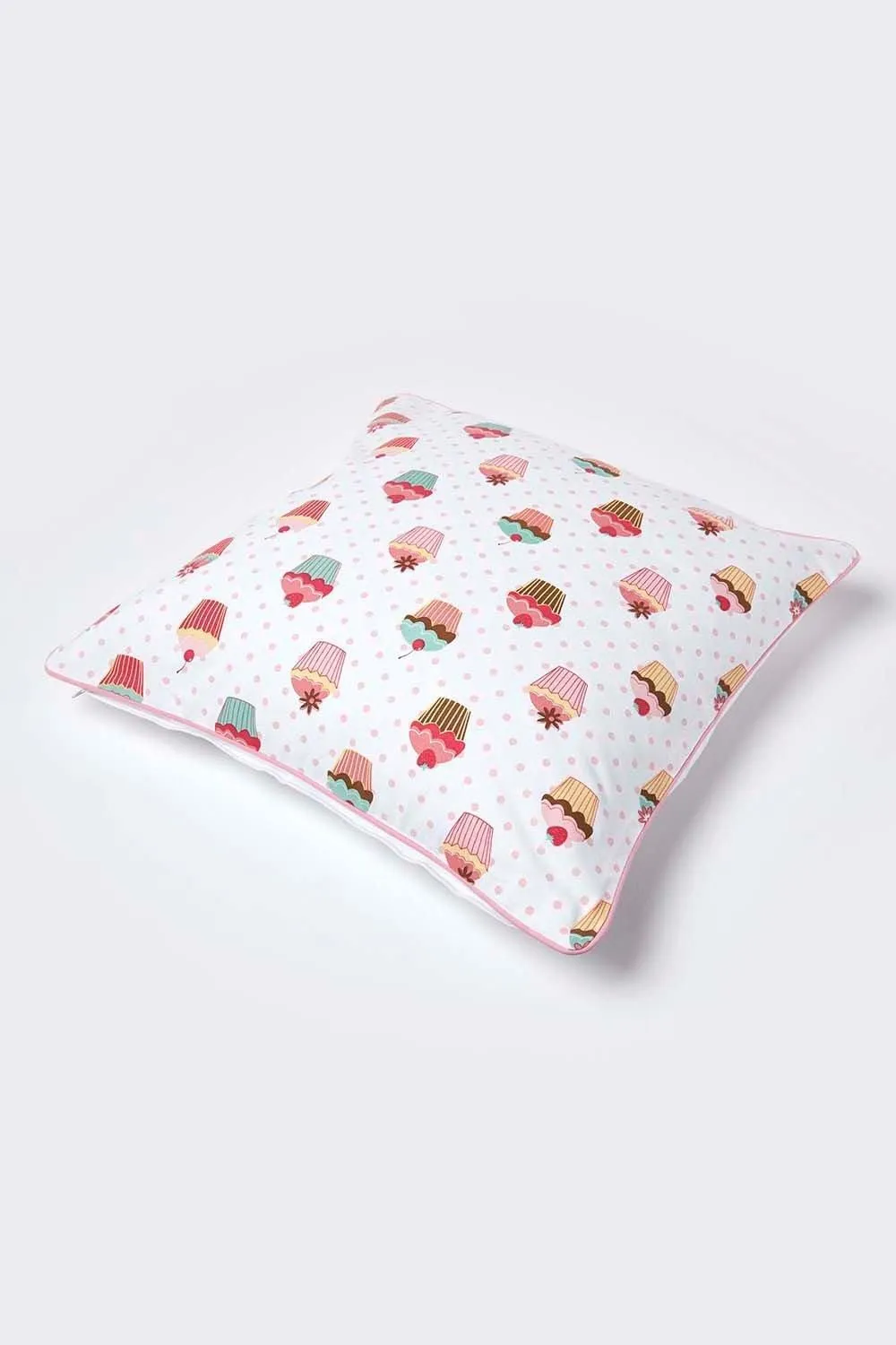 Homescapes Cotton Cup Cakes Cushion Cover in Pink 4