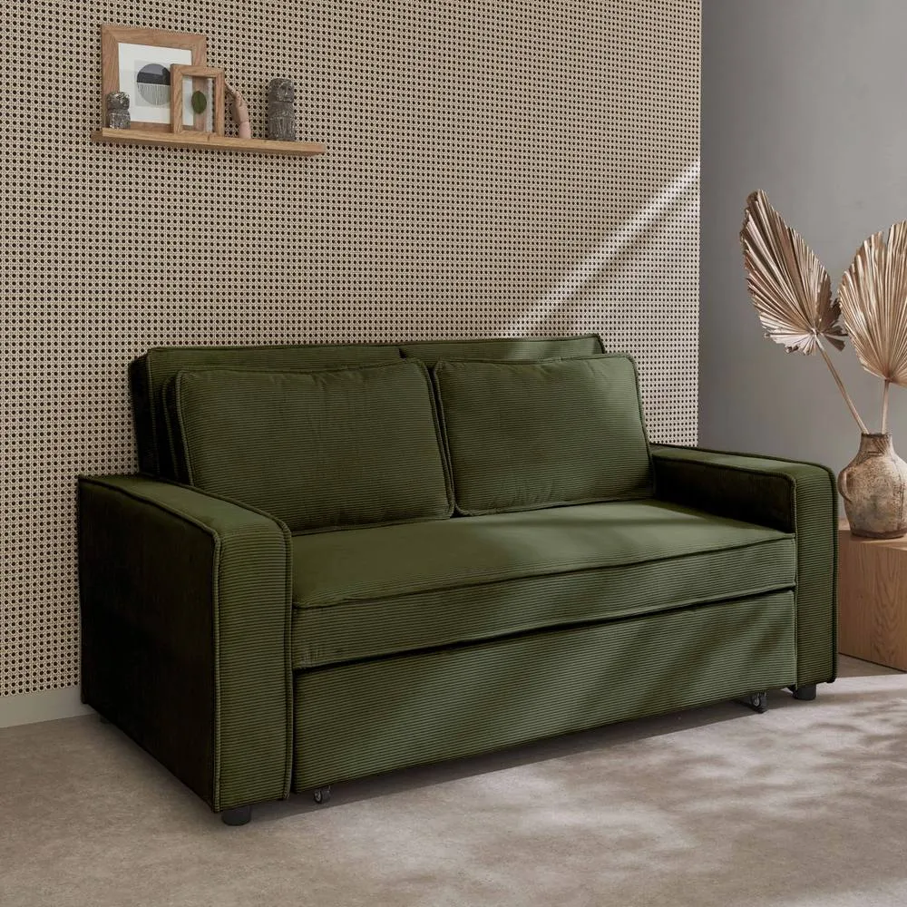 sweeek 2-seater Corduroy Sofa Bed in Khaki 6
