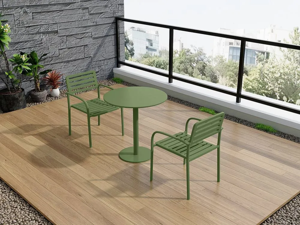 Vente-unique Round Garden Table D.60 Cm Metal - Green - NILY By MYLIA