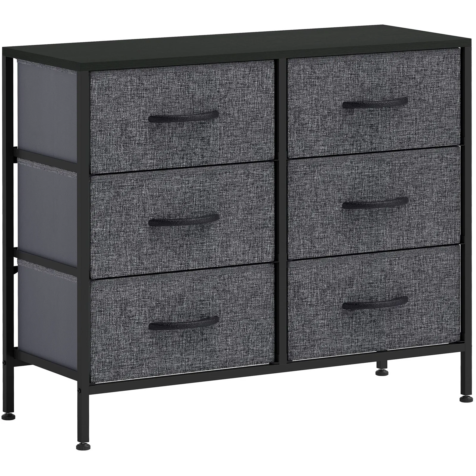 HOMCOM 8 Drawer Fabric Chest of Drawers w/ Wooden Top for Hallway in Black 2