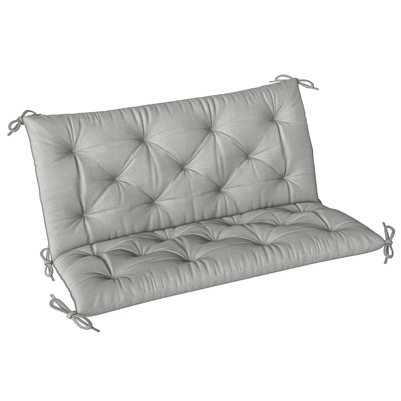 OUTSUNNY 2 Seater Garden Bench Cushion Outdoor Seat Pad with Ties in Light Grey 2