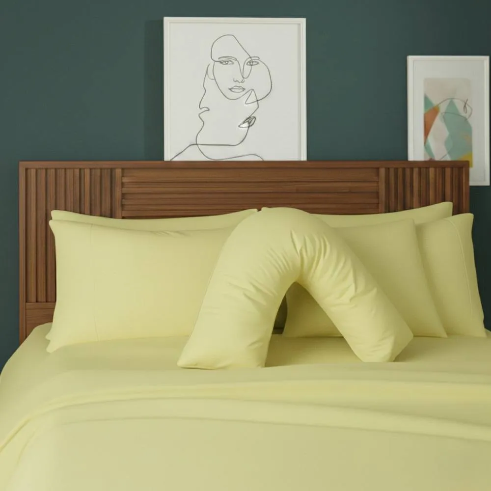 Snug City V Shape Pillowcase for Support Maternity Pillows Polycotton Easy Care in Lemon
