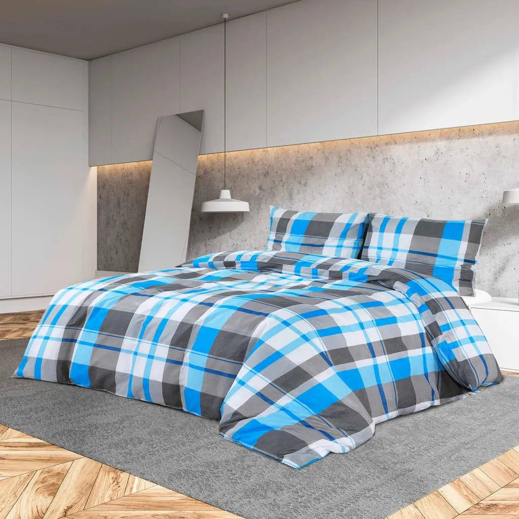 Berkfield Home Duvet Cover Set Blue & Grey 200x220 cm Cotton