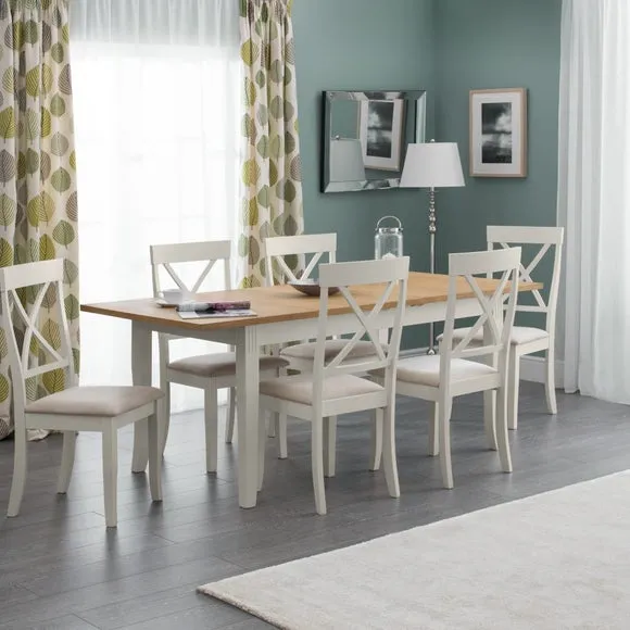 Davenport 4-6 Seater Rectangular Extendable Dining Table with 6 Chairs, Off White 3