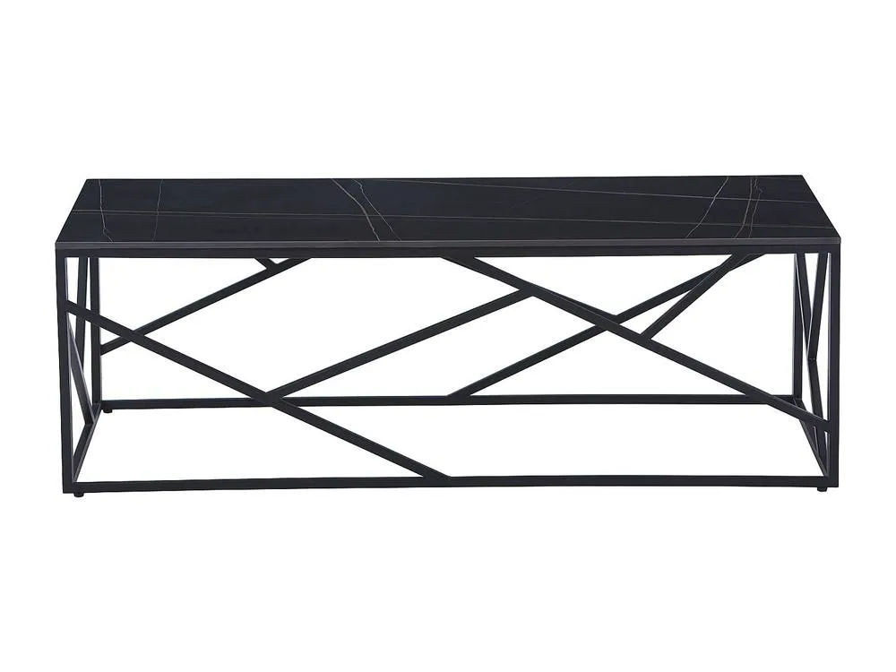 Vente-unique Ceramic & Metal Coffee Table - Black Marble Effect - MELRONE 2