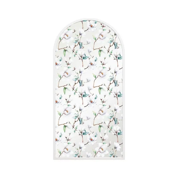 Typis Arched White Floral Wall Mirror 2