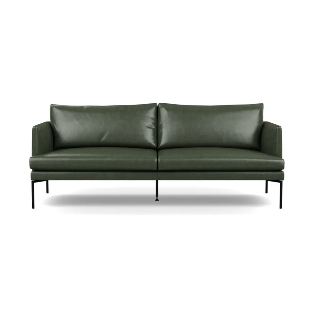 Heal's Matera 3 Seater Sofa Leather Stonewash Vintage Green 278 Black Feet 1