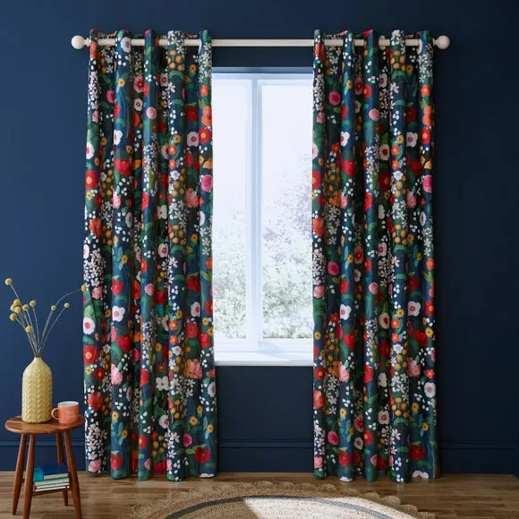 Midnight Garden Blackout Eyelet Curtains 2