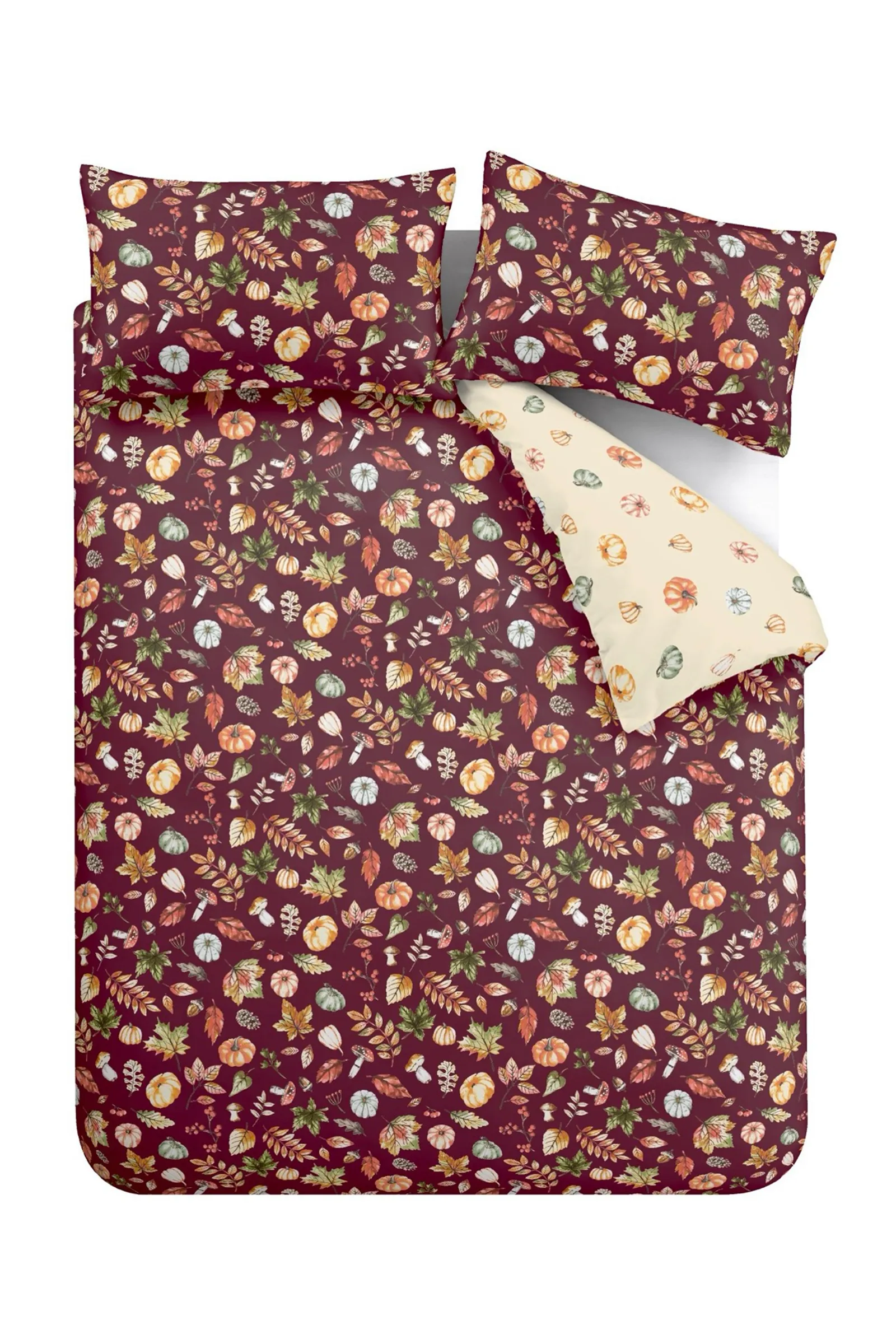 Catherine Lansfield 'Autumn Pumpkins' Reversible Duvet Cover Set in Plum 5