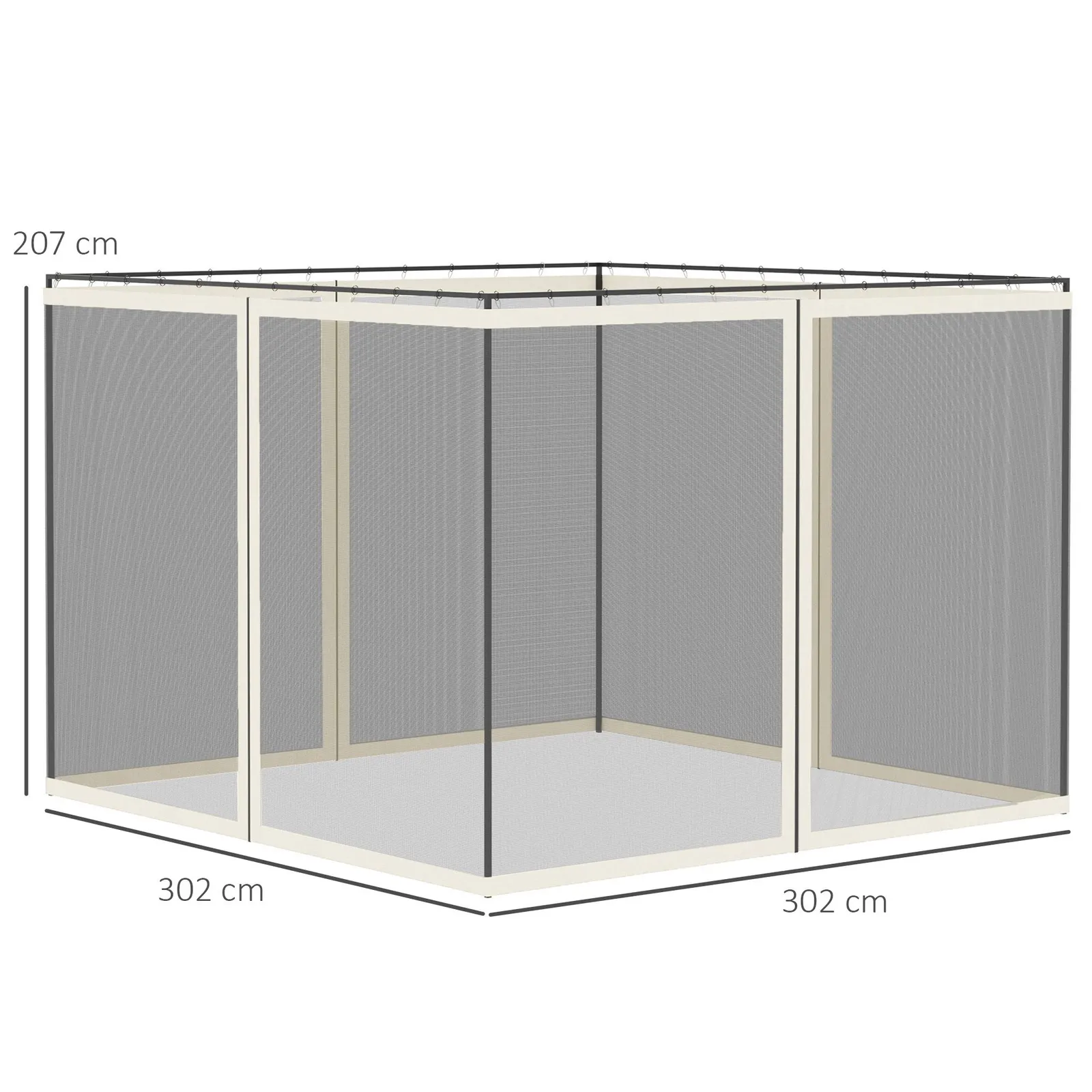 OUTSUNNY 302 x 207cm Universal Replacement Gazebo Mesh Netting Screen Walls in White 3