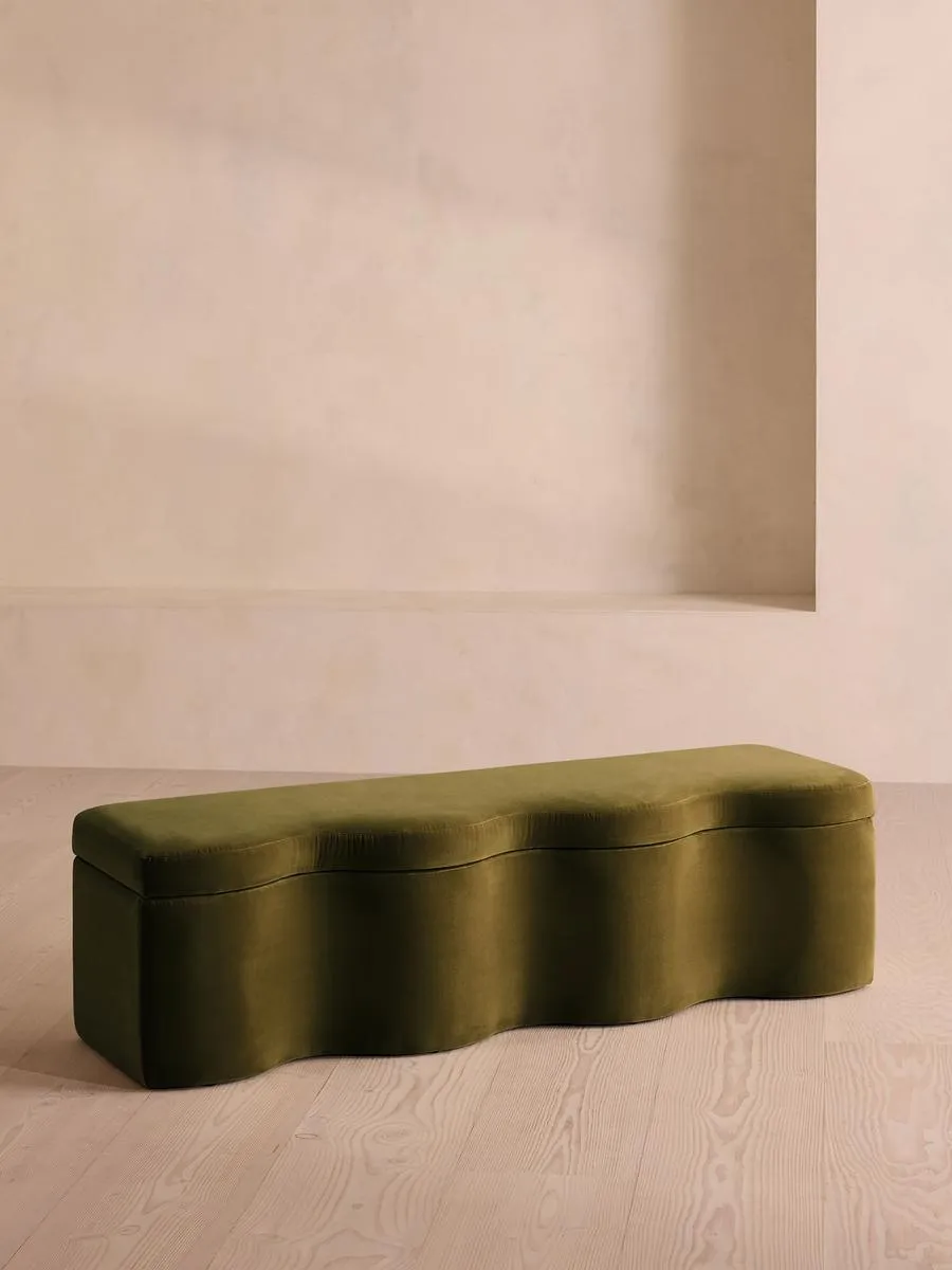 Eli Storage Bench, Olive Velvet