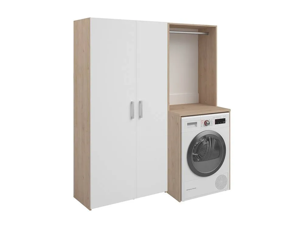 Vente-unique Laundry Unit With Wardrobe & Double-Door Cabinet - Light Natural and in Light Oak 5