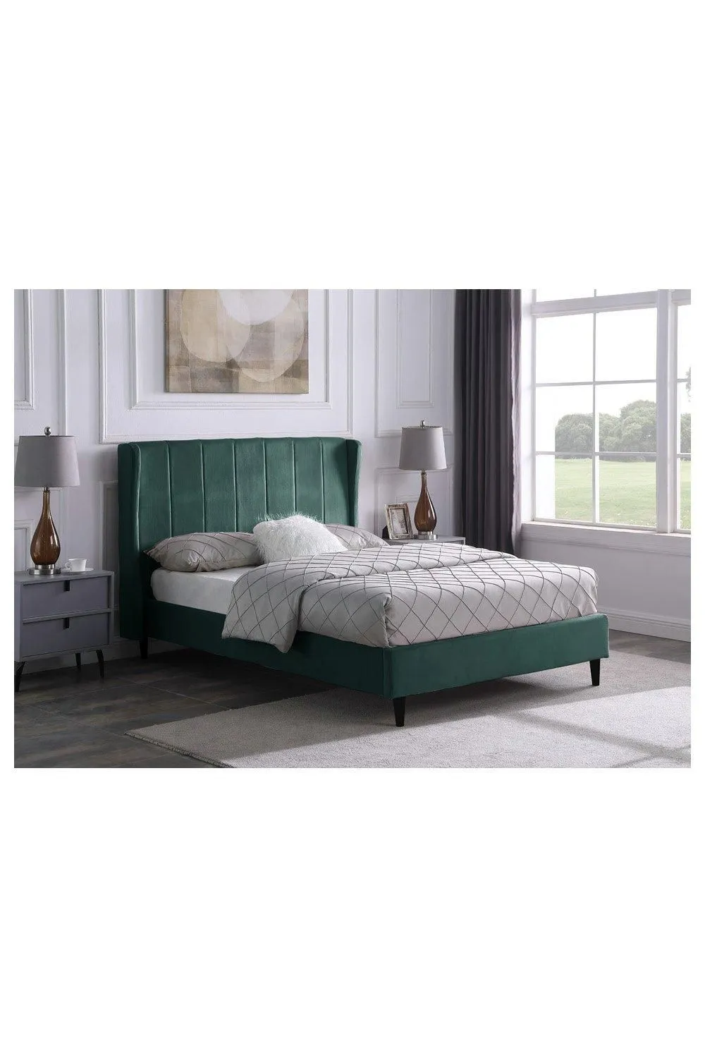 Seconique Amelia 4'6" Double Bed in Green