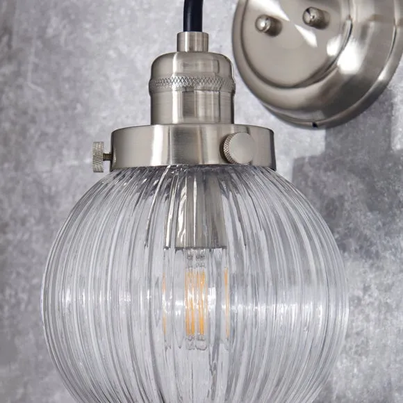 Broden Ribbed Chrome Wall Light 3