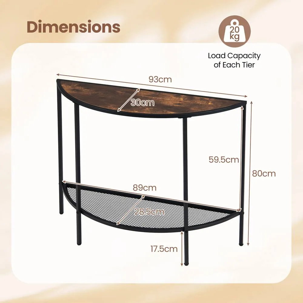 Costway 2 Tier Narrow Entryway Table with Storage Shelf in Brown 2
