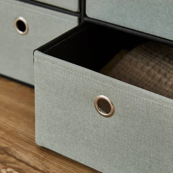6 Drawer Faux Linen Foldable Ottoman 2