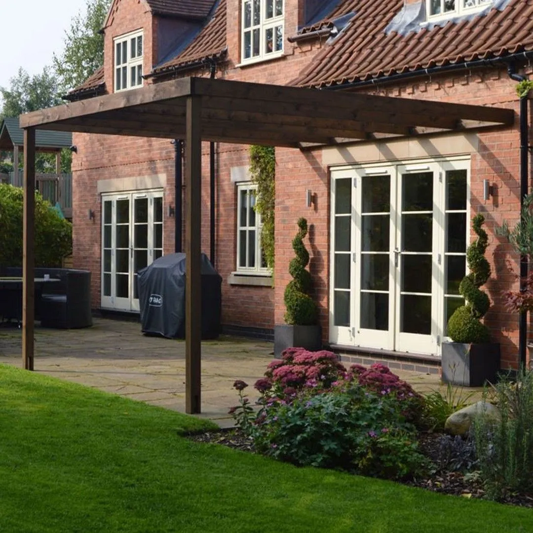 Rutland County Garden Furniture Ltd Wall Mounted Box Pergola - L300 x W300 x H270 cm - Rustic Brown 2