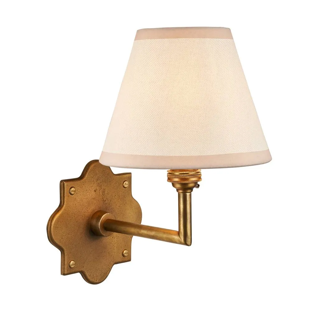 Netlighting Anvil Angle & Ivy 16cm Wall Lamp Antique Brass Vintage White in Gold