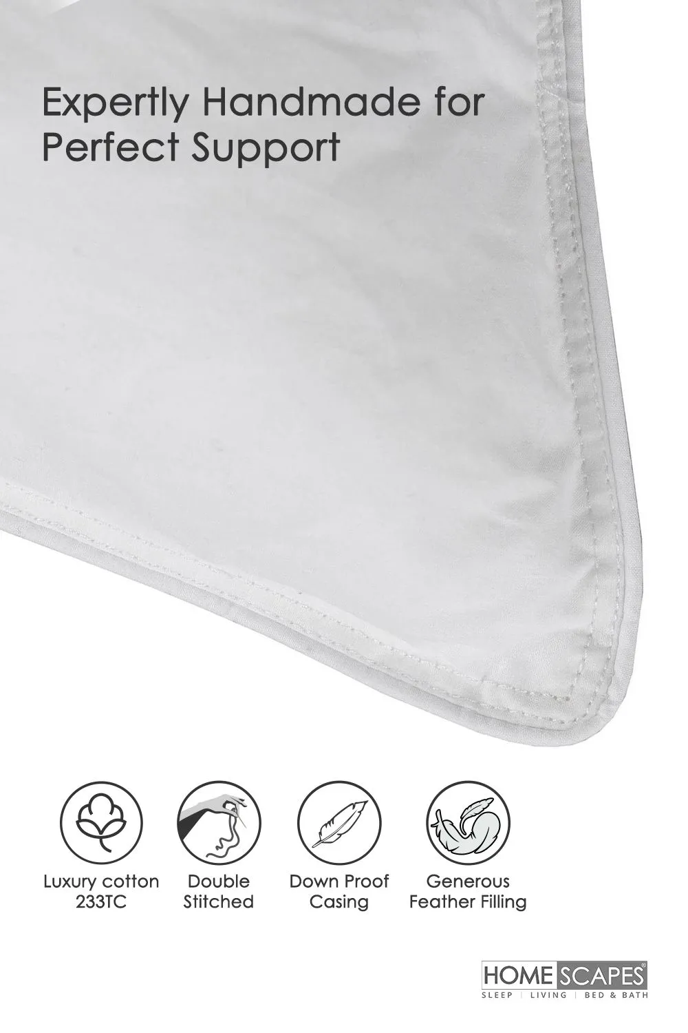 Homescapes Duck Feather Pillow Pack x 4 Luxurious, Ethically Sourced Comfort in White 4