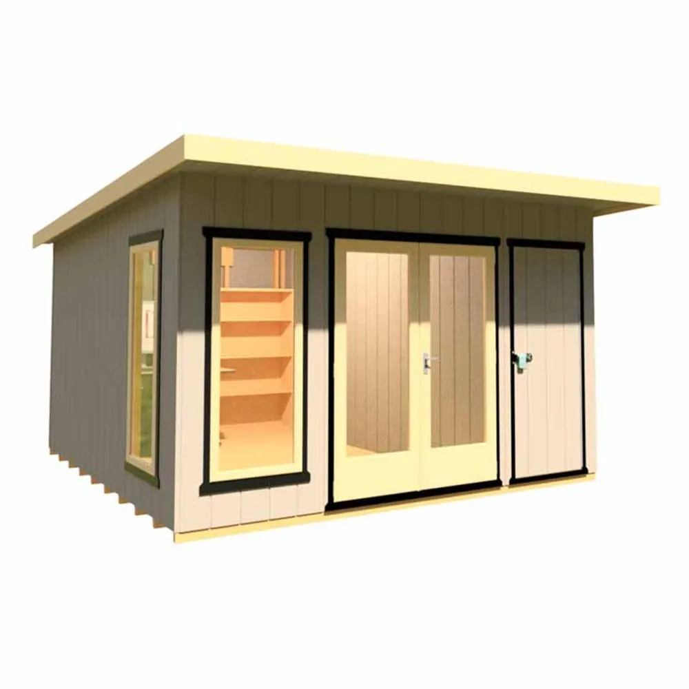 Shires Cali 12x12 ft Pent & Storage Garden Office - L456xW402xH246.1 cm in Light Brown 5