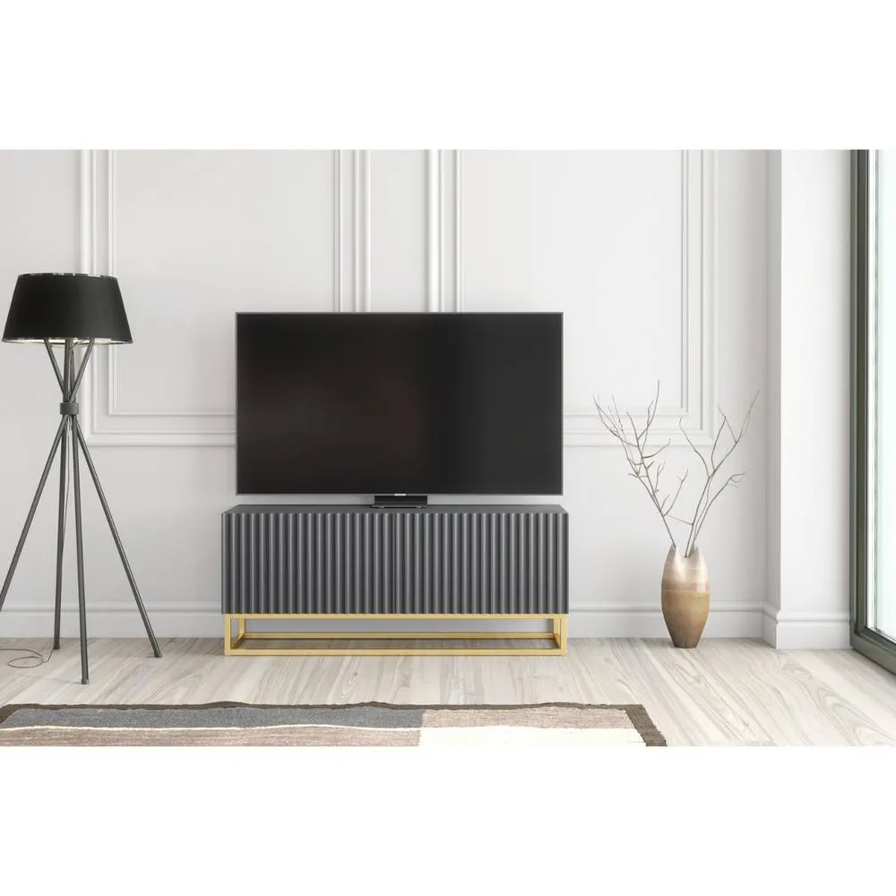 Creative Furniture Ripple TV Unit 100cm - Dark Grey with Fluted Doors 3