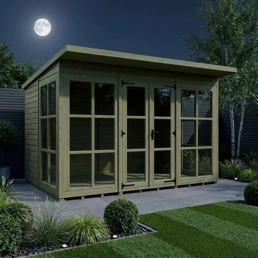 Buttercup Farm 12ft x 7ft Georgian Pent Summer House - Pressure Treated Timber in Brown 3