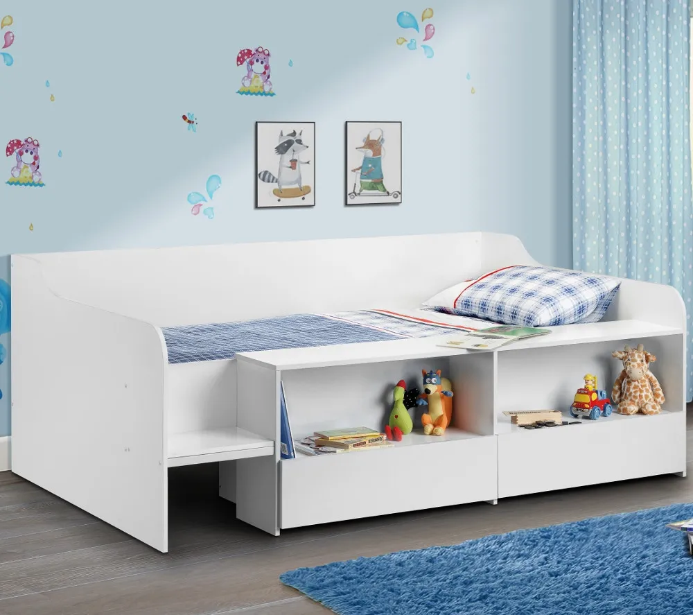 Stella White Wooden Kids Low Sleeper Cabin Storage Bed - 3ft Single